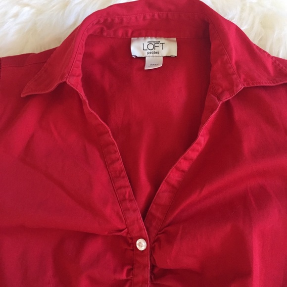 Ann Taylor Loft Red Button down Shirt XXS Petite - Picture 2 of 2